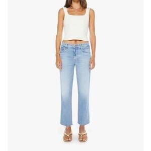 NEW MOTHER mid rise rambler zip ankle fray jeans in comeback kid